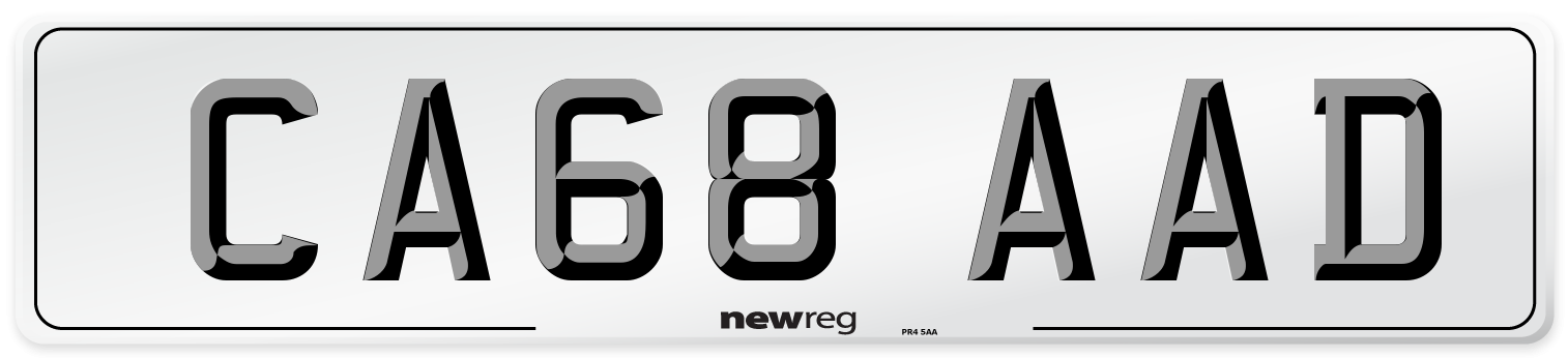 CA68 AAD Number Plate from New Reg